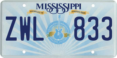 MS license plate ZWL833