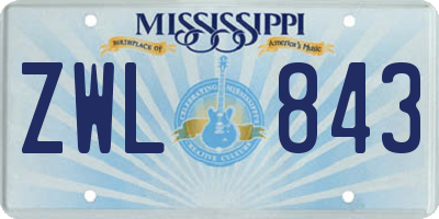 MS license plate ZWL843