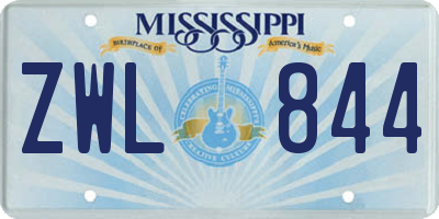 MS license plate ZWL844