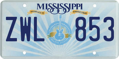 MS license plate ZWL853