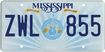 MS license plate ZWL855