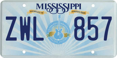 MS license plate ZWL857