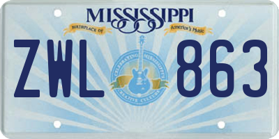 MS license plate ZWL863