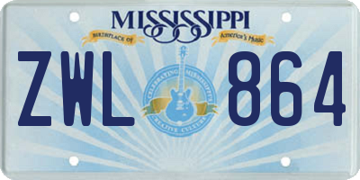 MS license plate ZWL864