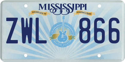 MS license plate ZWL866