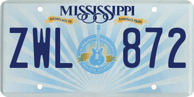 MS license plate ZWL872