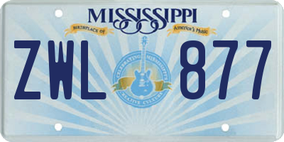 MS license plate ZWL877