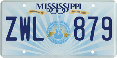 MS license plate ZWL879