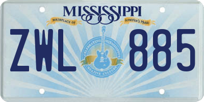 MS license plate ZWL885