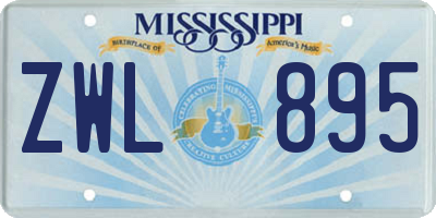 MS license plate ZWL895