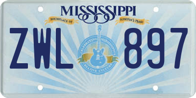 MS license plate ZWL897