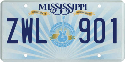 MS license plate ZWL901