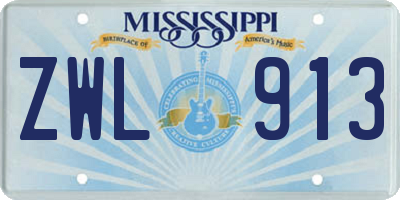 MS license plate ZWL913