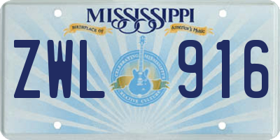 MS license plate ZWL916