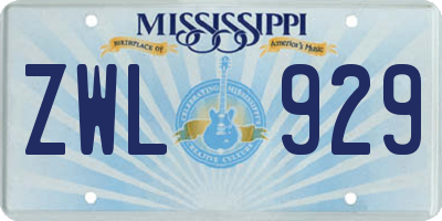 MS license plate ZWL929