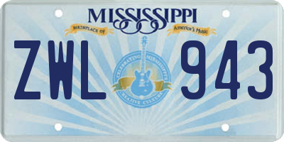 MS license plate ZWL943