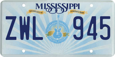 MS license plate ZWL945