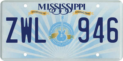 MS license plate ZWL946
