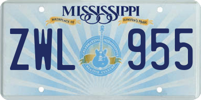 MS license plate ZWL955