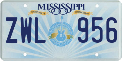 MS license plate ZWL956