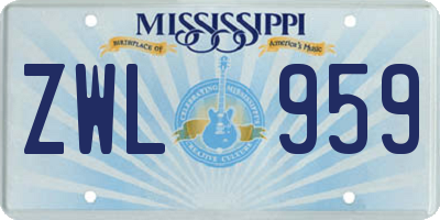 MS license plate ZWL959