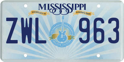 MS license plate ZWL963