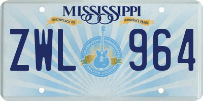MS license plate ZWL964