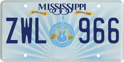 MS license plate ZWL966