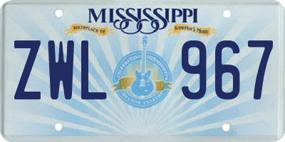 MS license plate ZWL967