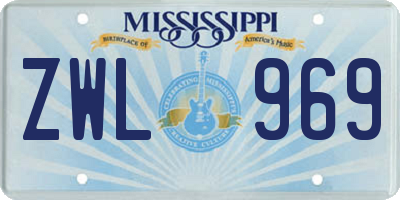 MS license plate ZWL969