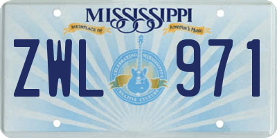 MS license plate ZWL971