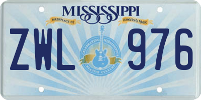MS license plate ZWL976