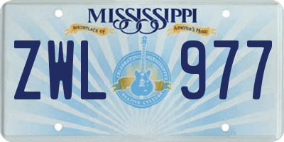 MS license plate ZWL977