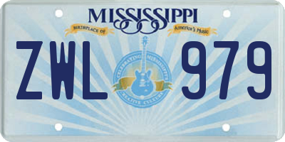 MS license plate ZWL979