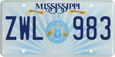 MS license plate ZWL983