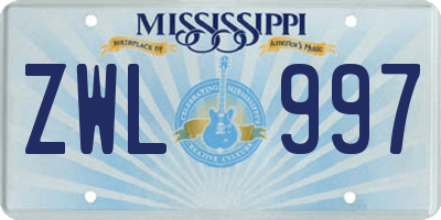 MS license plate ZWL997