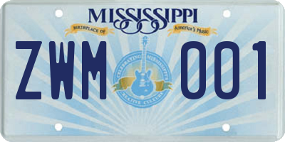 MS license plate ZWM001