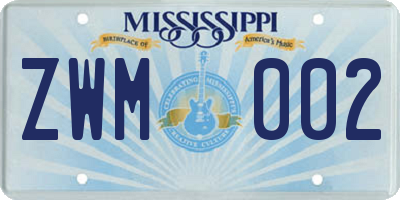 MS license plate ZWM002