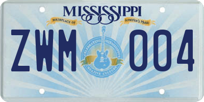 MS license plate ZWM004