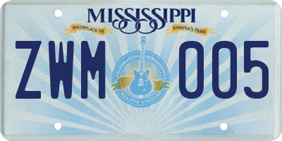 MS license plate ZWM005