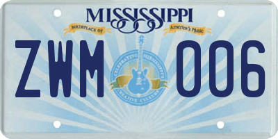 MS license plate ZWM006