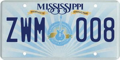 MS license plate ZWM008