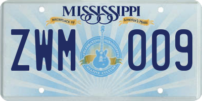 MS license plate ZWM009