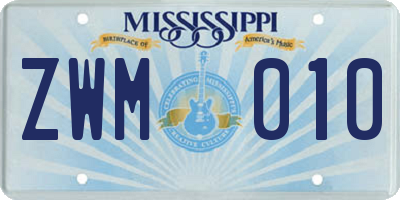 MS license plate ZWM010