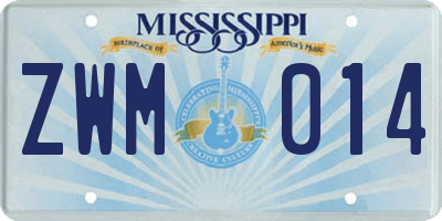 MS license plate ZWM014