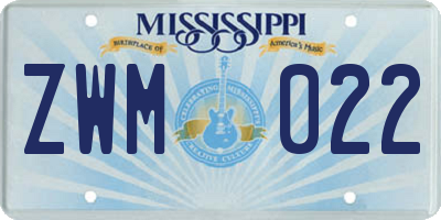 MS license plate ZWM022