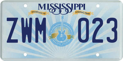 MS license plate ZWM023