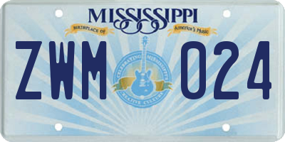 MS license plate ZWM024