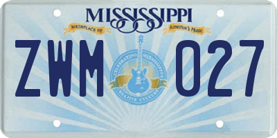 MS license plate ZWM027