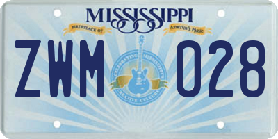 MS license plate ZWM028